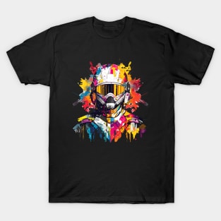 Man With Helmet Video Game Character Futuristic Warrior Portrait  Abstract T-Shirt